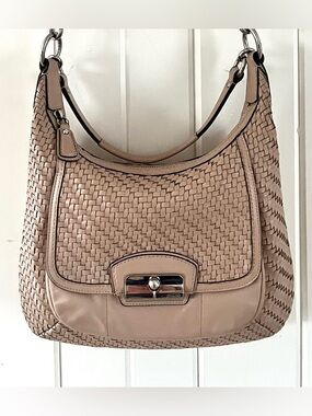 Coach Kristin Woven Leather Shoulder Bag Hobo